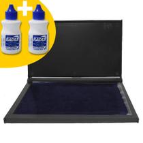 Kit Almofada Carimbo Grande N4 c/ 4 Opções de Cores 16,8 x 9,8 cm com 2 Tintas Extras Cores:Azul