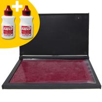 Kit Almofada Carimbo Grande N4 Vermelho 16,8 x 9,8 cm com 2 Tintas Extras Kit Almofada Carimbo Grande N4 Vermelho 16,8 x 9,8 cm com 2 Tintas Extras
