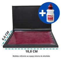 Kit Almofada Carimbo N3 10,8 x 6,6 cm com 1 Tubo de Tinta Extra Cores:Vermelha