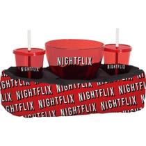 Kit Almofada com Balde Pipoqueira e 2 Copos Filme NightFlix