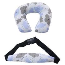 Kit Almofada de Pescoço Faixa Apoio Suporte Cabeça Criança Cadeirinha Carro Para Passeios e Viagens