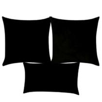 KIT Almofada Decorativa 3 Peças Cama Sofá Poltrona Encosto 02 PÇ - 45X45 E 01 PÇ 30X50 Rinzeira Decoração Casa Preta