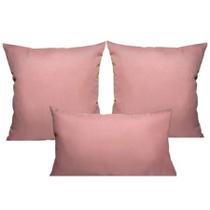 KIT Almofada Decorativa 3 Peças Cama Sofá Poltrona Encosto 02 PÇ - 45X45 E 01 PÇ 30X50 Rinzeira Decoração Casa Rose
