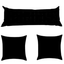 KIT Almofada Decorativa 3 Peças Para Cama Sofá Poltrona Encosto 01 PÇ - 35X95 E 02 PÇ 42x42 Decoração Preto