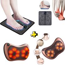 Kit Almofada Massagem Shiatsu Bivolt + Tapete Massageador Digital