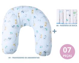 Kit almofada para amamentação+paninhos de boca-enxoval bebê