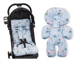 Kit almofada para carrinho e bebê conforto - elefante azul peri