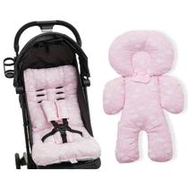 Kit almofada para carrinho e bebê conforto - noite rosa