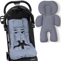 Kit almofada para carrinho e bebê conforto - zig zag azul