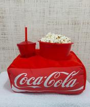 Kit Almofada Porta Pipoca Acompanha 1 Copo + 1 Balde Para Pipoca COCA COLA Kit Almofada Porta Pipoca Acompanha 1 Copo + 1 Balde Para Pipoca COCA COLA