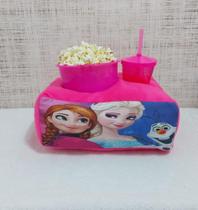 Kit Almofada Porta Pipoca Acompanha 1 Copo + 1 Balde Para Pipoca FROZEN