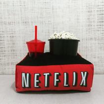 Kit Almofada Porta Pipoca Acompanha 1 Copo + 1 Balde Para Pipoca NETFLIX