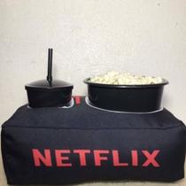 Kit Almofada Porta Pipoca + Balde + Copo Netflix