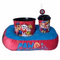 Kit Almofada Porta Pipoca Copo Balde Pipoca Patrulha Canina Chase Marshall Skye Infantil Criança Licenciado Oficial