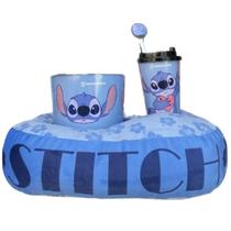 Kit Almofada Stitch Balde Pipoca e Copo 400ML Zona Criativa