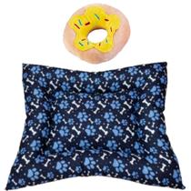 Kit Almofadão E Pelúcia Para Cães E Gatos - Azul