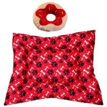 Kit Almofadão E Pelúcia Para Cães E Gatos - Vermelho