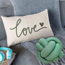 kit Almofadas Baguete Cheia Decorativa +Almofada De Nozinho Love Home com Zíper Enchimento Silicone