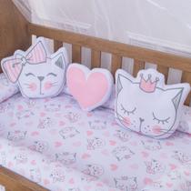 Kit Almofadas Decorativas Infantil Cat Rosa 3 Peças Kit Almofadas Decorativas Infantil Cat Rosa 3 Peças