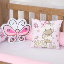 Kit Almofadas Decorativas Infantil Girafinha Rosa