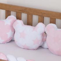 Kit Almofadas Decorativas Infantil Ursa Rosa 3 Peças - Miguel Baby