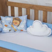 Kit Almofadas Decorativas Infantil Urso Aviador Azul Kit Almofadas Decorativas Infantil Urso Aviador Azul