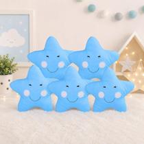 Kit Almofadas Estrelas Bebê 5 Peças Macia Decorativa Menina Menino