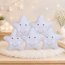 Kit Almofadas Estrelas Bebê 5 Peças Macia Decorativa Menina Menino