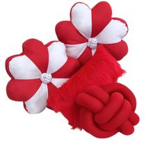 Kit Almofadas Flor + Nó + Baguete Cheias Decoração