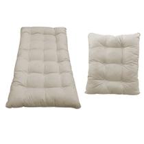 Kit Almofadas para Poltrona e Puff Costela Suede Bege - Doce Sonho Móveis