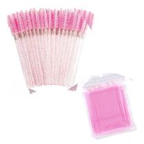 Kit Alongamento De Cilios 100 Microbrush + 50 Escovinhas Com Glitter Descartáveis