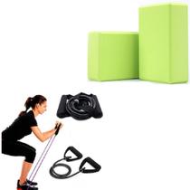 Kit Alongamento E Fortalecimento Corda + Bloco De Pilates - FITNESS