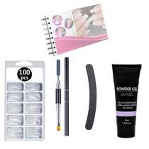 Kit Alongamento Polygel Poligel Molde F1 Pincel Duplo Manual