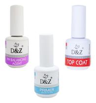 Kit Alongamento Unhas Gel D&Z Top Coat Primer Ph Dz