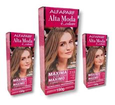 Kit Alta Moda 7.13 Louro Bege Médio Coloração Creme (3 unidades) Alfaparf