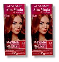 Kit Alta Moda 8.4 Louro Claro Acobreado Coloração Creme (2 unidades) Alfaparf