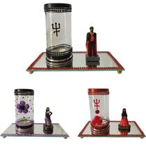 Kit Altar Porta Vela e Escultura Pomba Gira Exu - Selecione