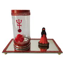 Kit Altar Porta Vela e Escultura Pomba Gira Exu - Selecione