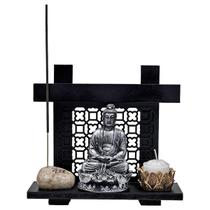 Kit Altar Zen Buda Castiçal Incensário Pedra Japonesa Paz