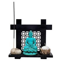 Kit Altar Zen Buda Castiçal Incensário Pedra Japonesa Paz