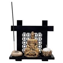 Kit Altar Zen Buda Castiçal Incensário Pedra Japonesa Vida