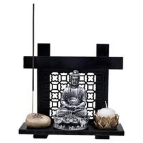 Kit Altar Zen Buda Castiçal Incensário Pedra Japonesa Vida