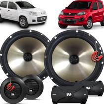 Kit Alto Falantes Dianteiros Fiat Novo Uno 2011 até 2022 - Hurricane Platino Duas Vias 320w