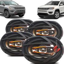 Kit Alto Falantes Dianteiros Traseiros Jeep Compass 2017/ - Hurricane Platino Quadriaxial 6x9 1200w