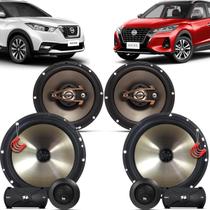 Kit Alto Falantes Dianteiros + Traseiros Nissan Kicks 2016 até 2022 - Hurricane Platino 640w