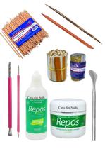 Kit Amaciante + Creme Remov + Palito Laranjeira + Paraju + Indiano + Mini Lixa + Bastao + Espatula Mista + Bisturi 222 Kit Amaciante + Creme Remov + Palito Laranjeira + Paraju + Indiano + Mini Lixa + Bastao + Espatula Mista + Bisturi 222