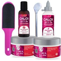 Kit Amaciante + Hidratante + Esfoliante + Óleo + Espátula Inox + Lixa SPA Pés Podóloga