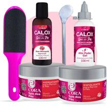 Kit Amaciante + Hidratante + Esfoliante + Óleo + Espátula Inox + Lixa SPA Pés Podóloga