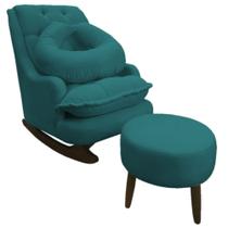 Kit Amamentação Com Balanço Suede Azul Turquesa - Dominic Decor Kit Amamentação Com Balanço Suede Azul Turquesa - Dominic Decor