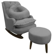 Kit Amamentação Com Balanço Suede Cinza - Dominic Decor Kit Amamentação Com Balanço Suede Cinza - Dominic Decor